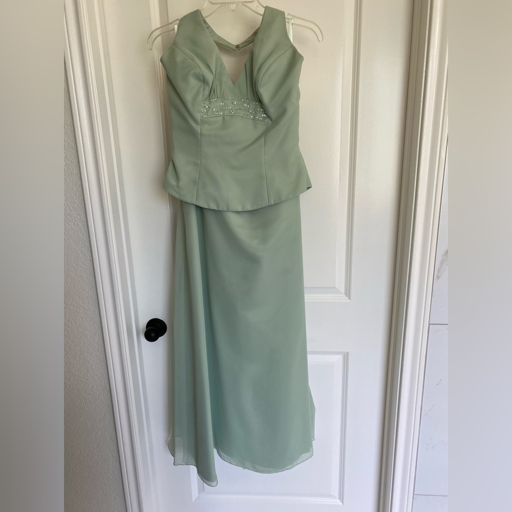 Mori Lee Sage Green Strapless 2 Piece Dress
